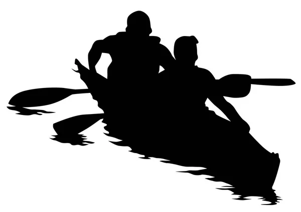 Kayak Deportivo Con Deportistas Sobre Fondo Blanco — Vector de stock