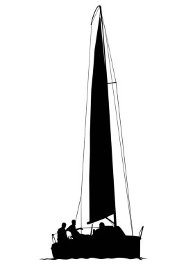 Beyaz arka plan üzerinde denizinde yelken ile spor yat