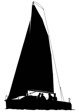 Beyaz arka plan üzerinde denizinde yelken ile spor yat