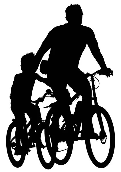 Sport Man Childrens Whit Fiets Witte Achtergrond — Stockvector