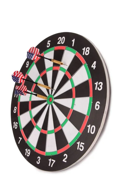 Ziel Für Darts Mit Amerikanischer Flagge Auf Weißem Hintergrund — Stockfoto