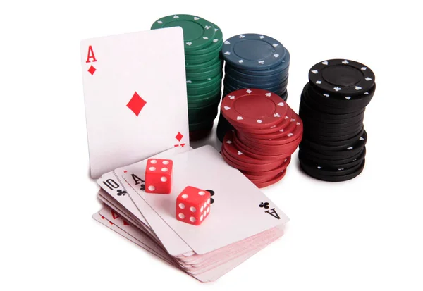 Cards Dives Casino White Background — Stock Photo, Image