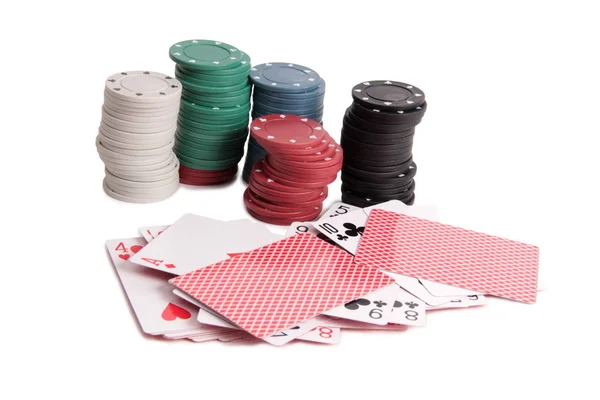 Kaarten Duiken Voor Casino Met Witte Achtergrond — Stockfoto