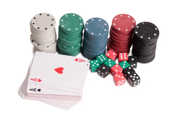 Cards Dives Casino White Background — Stock Photo, Image