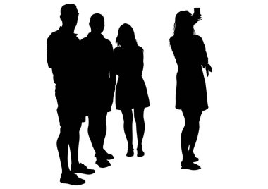 Beyaz bir arka plan üzerinde telefon olan kadın