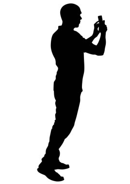 beyaz zemin üzerinde bir kamera ile adam