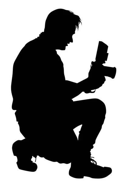 Man Met Een Camera Witte Achtergrond — Stockvector
