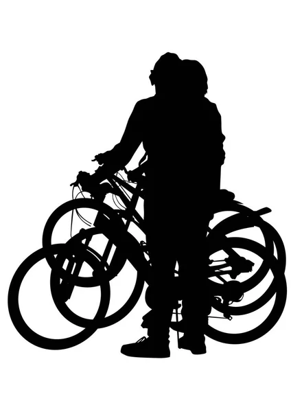 Gente Del Deporte Whit Bike Sobre Fondo Blanco — Vector de stock