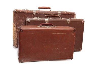 Beyaz bir arka plan üzerinde seyahat için eski çanta