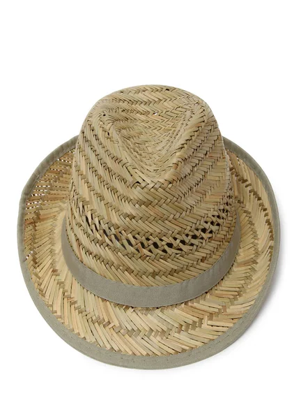 Vieux Chapeau Paille Sur Fond Blanc — Photo