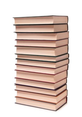 Eski kağıt kitap beyaz zemin üzerine yığını