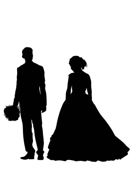 Young Couple Wedding Clothes White Background — Stock Vector