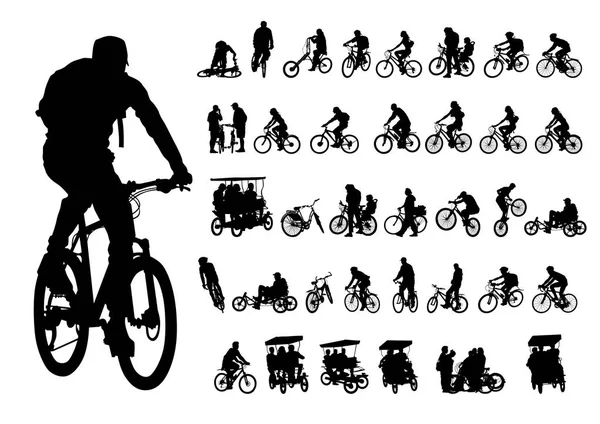 Sport Mensen Whit Fiets Witte Achtergrond — Stockvector