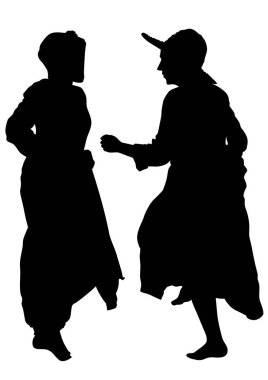 Beyaz arka plan üzerinde Hollanda halk dansları dans kadın