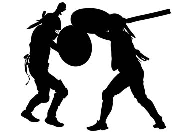 Beyaz bir arka plan üzerinde koruyucu mühimmat modern gladyatörler