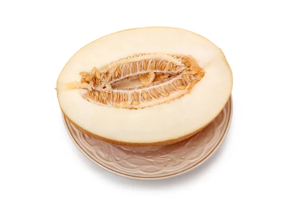 Grande Melone Succoso Uno Sfondo Bianco — Foto Stock