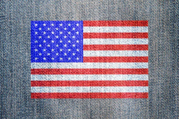 Bandera Americana Sobre Fondo Tela Mezclilla — Foto de Stock
