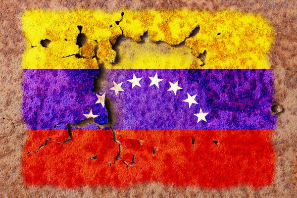 Drapeaux Venezuela Est Peint Sur Métal Rouillé — Photo