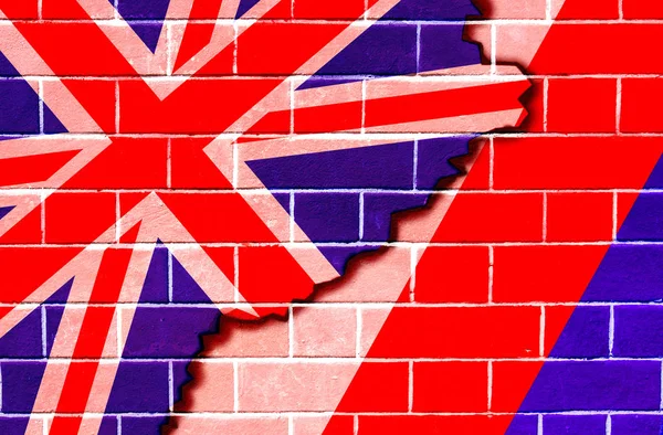 Britische Und Russische Flagge Auf Grunge Hintergrund — Stockfoto