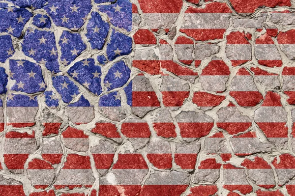石壁の表面にアメリカの国旗 — ストック写真