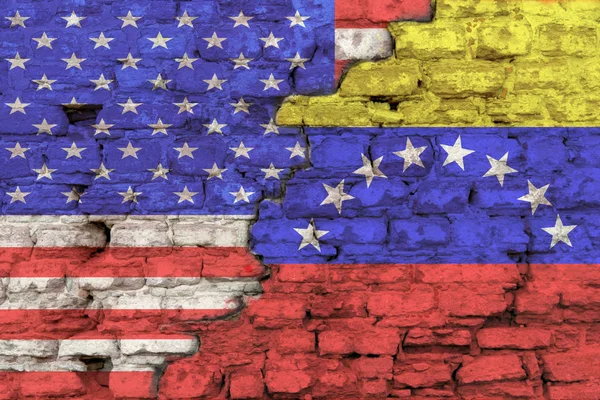 Lijst Van Vlaggen Van Amerika Venezuela Geschilderd Achtergrond Van Baksteen — Stockfoto