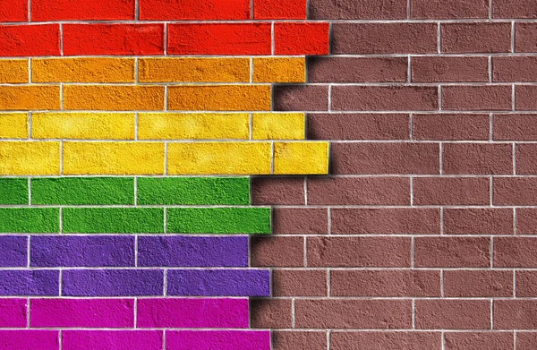 Rainbow Pattern Old Brick Wall — Stock Photo, Image