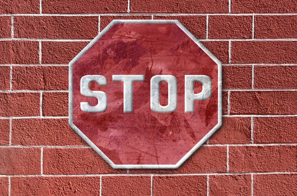 Verkeersbord Voor Stop Van Blikken Metalen Achtergrond — Stockfoto