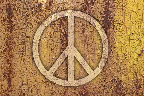 Sign of peace on a rusty metal background