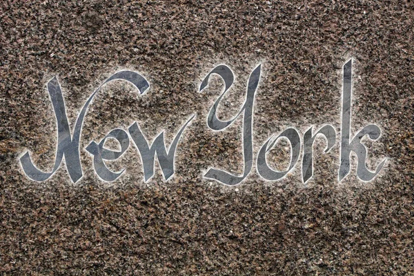 New York Logo Auf Dem Hintergrund Der Granitplatte — Stockfoto