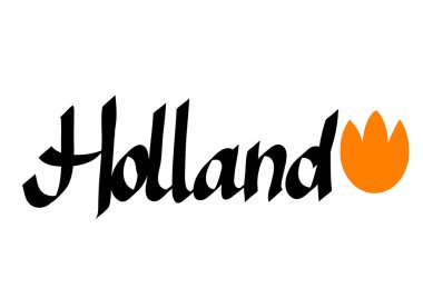 Hollanda ve lale beyaz arka plan üzerinde logo