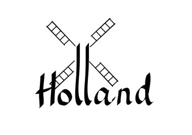 Hollanda ve yel değirmeni beyaz arka plan üzerinde logo