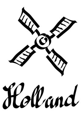Hollanda ve yel değirmeni beyaz arka plan üzerinde logo