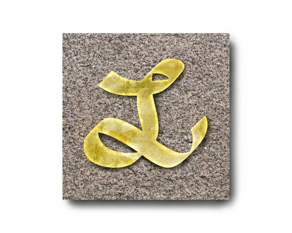 Guld Bokstäver Alfabetet Granit Platta — Stockfoto
