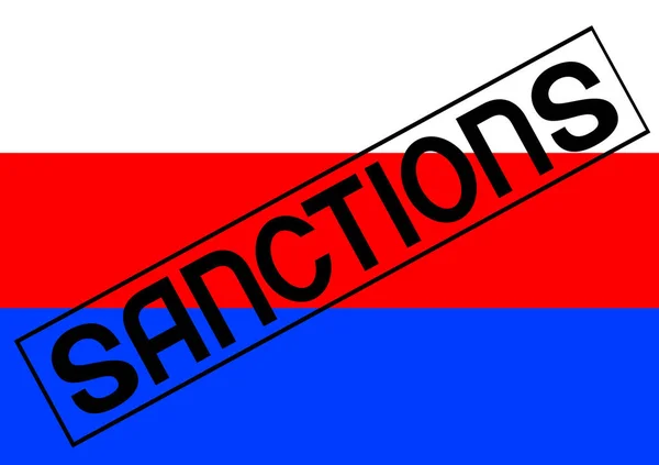 Wort Sanktionen Und Flagge Russlands — Stockvektor