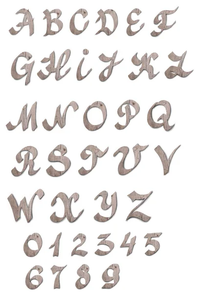Деревянные Буквы Английского Алфавита Белом Фоне — стоковое фото