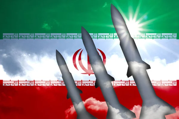 Bandeira Foguete Irã Conflito Militar — Fotografia de Stock