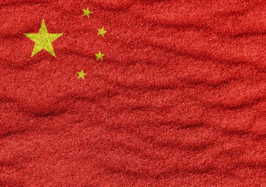 Çin bayrağı deniz kum yüzeyi