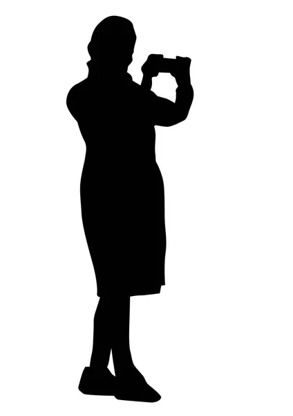 Junge Frau Mit Telefon Auf Weißem Hintergrund — Stockvektor