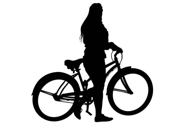 Desporto Pessoas Whit Bicicleta Fundo Branco — Vetor de Stock