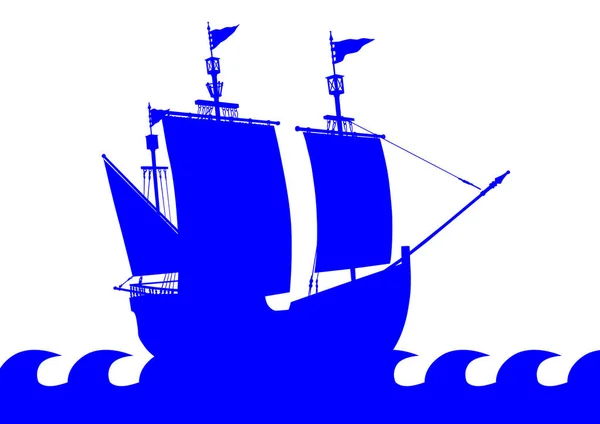 Винтажный Парусник Море Белом Фоне — стоковый вектор