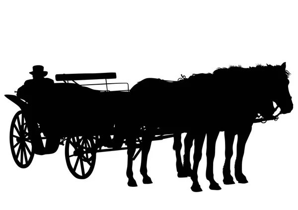 旧马车与马在白色背景 — 图库矢量图片