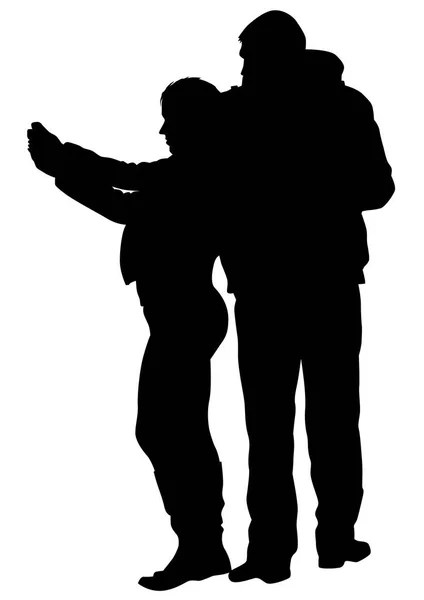 Mann Mit Kamera Und Frau Auf Weißem Hintergrund — Stockvektor