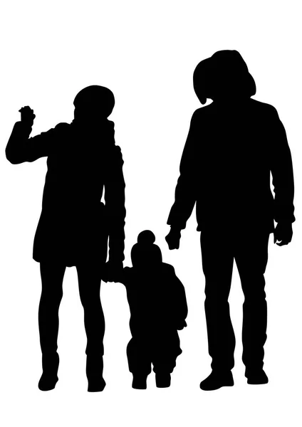 Familias Con Niños Pequeños Sobre Fondo Blanco — Vector de stock