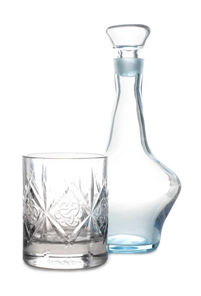 Gobelet Verre Vintage Sur Fond Blanc — Photo