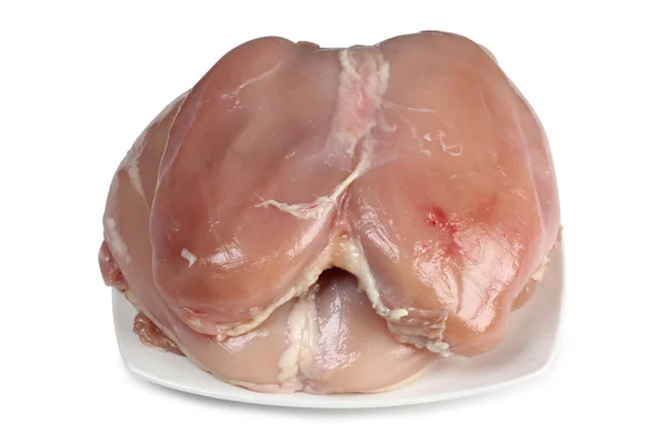 Kawałek Surowego Mięsa Kurczaka Białym Tle — Zdjęcie stockowe