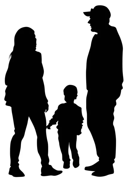 Familias Con Niños Pequeños Sobre Fondo Blanco — Vector de stock