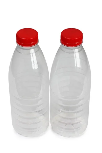 Пластиковая Бутылка Молоком Белом Фоне — стоковое фото