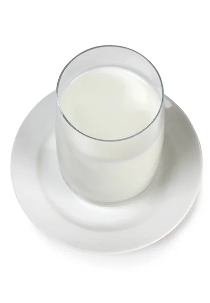 Jarra Vidrio Con Leche Sobre Fondo Blanco — Foto de Stock