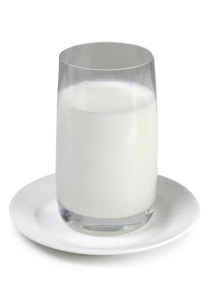 Glas Kannan Med Mjölk Vit Bakgrund — Stockfoto