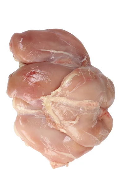 Darab Nyers Csirke Hús Fehér Alapon — Stock Fotó